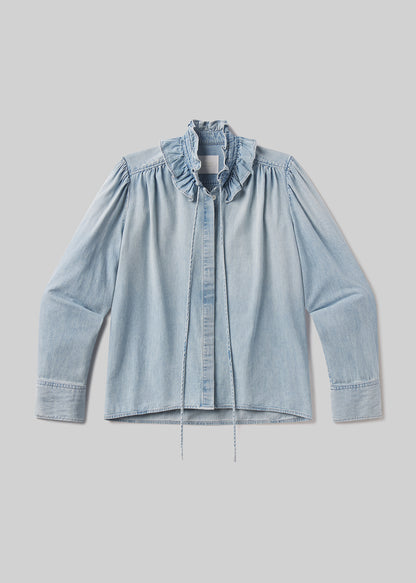 Calista Frill Collar Shirt in Skylar flat