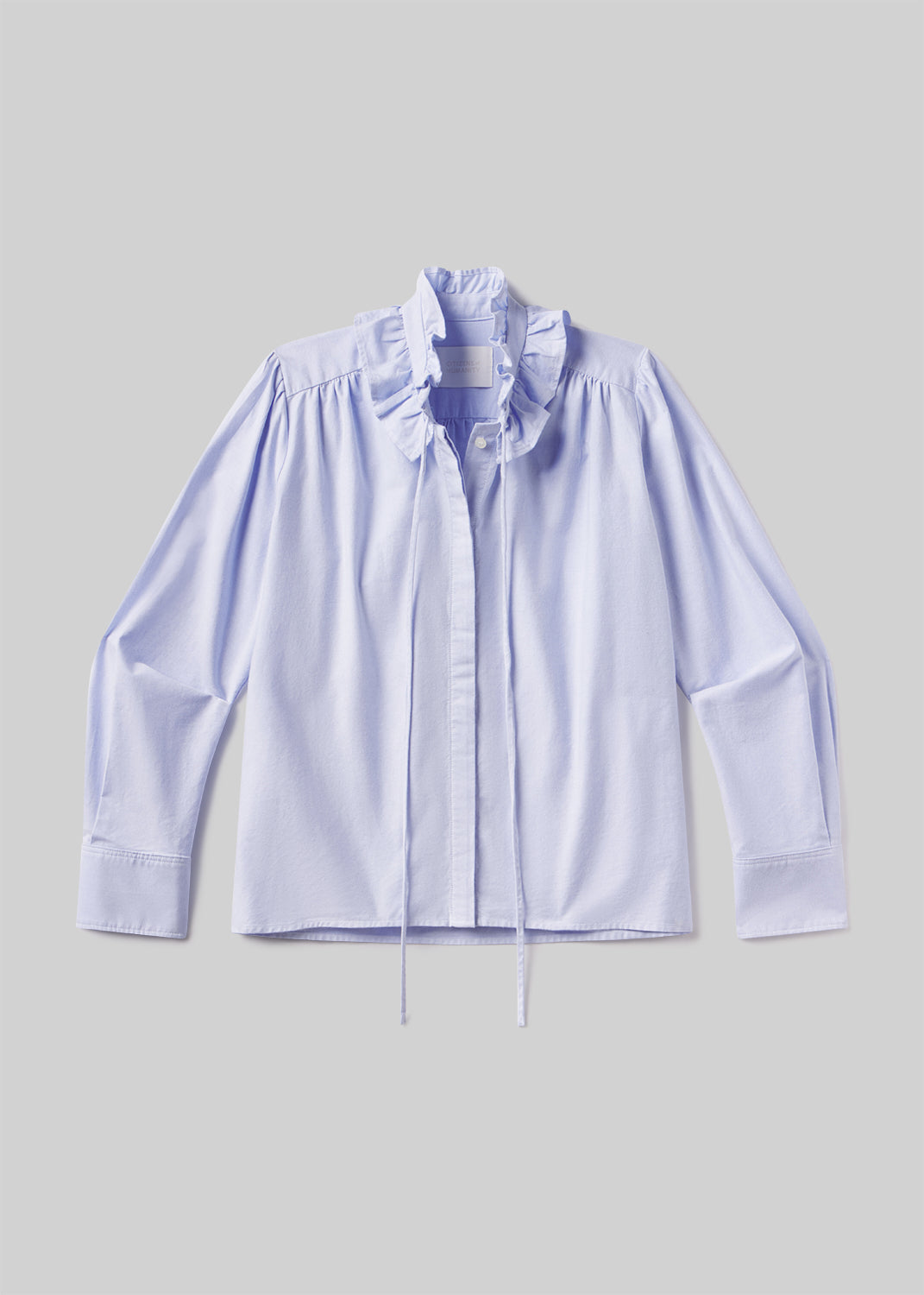 Calista Frill Collar Shirt in Blue flat