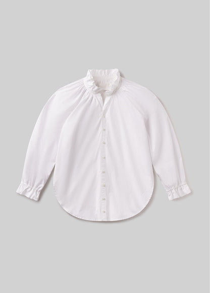 Loretta Ruffle Top in Optic White flat
