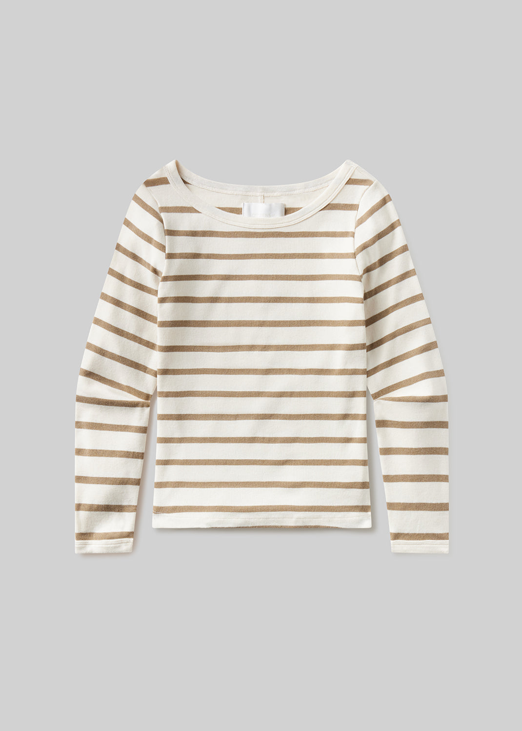 Boat Neck Slim Tee in Ginger Stripe flat
