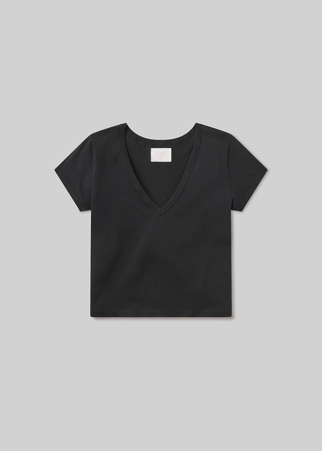 Hara V Neck Tee in Washed Black