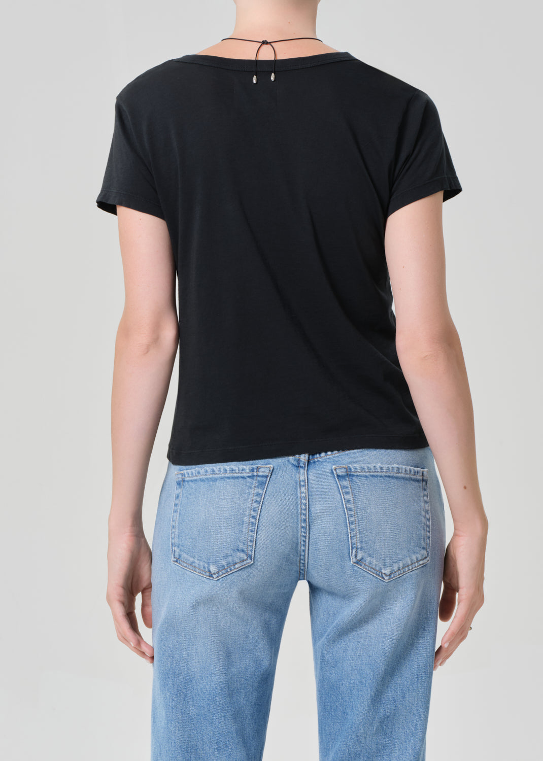 Hara V Neck Tee in Washed Black