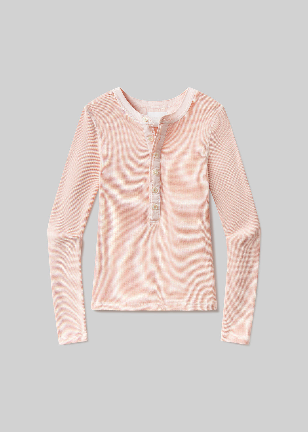 Drea Waffle Henley in Melon Creme