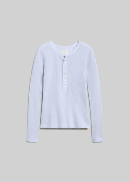 Pindary long-sleeve waffle henley top on grey background