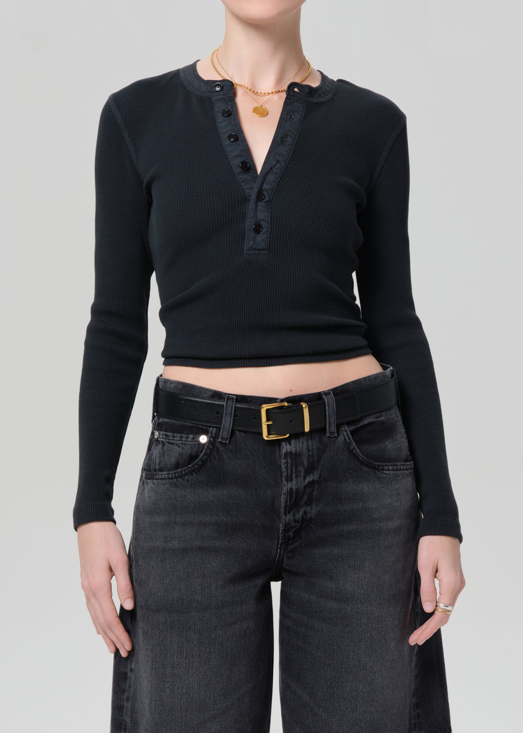 Drea Waffle Henley
In Washed Black from Citizens of Humanity - $168
