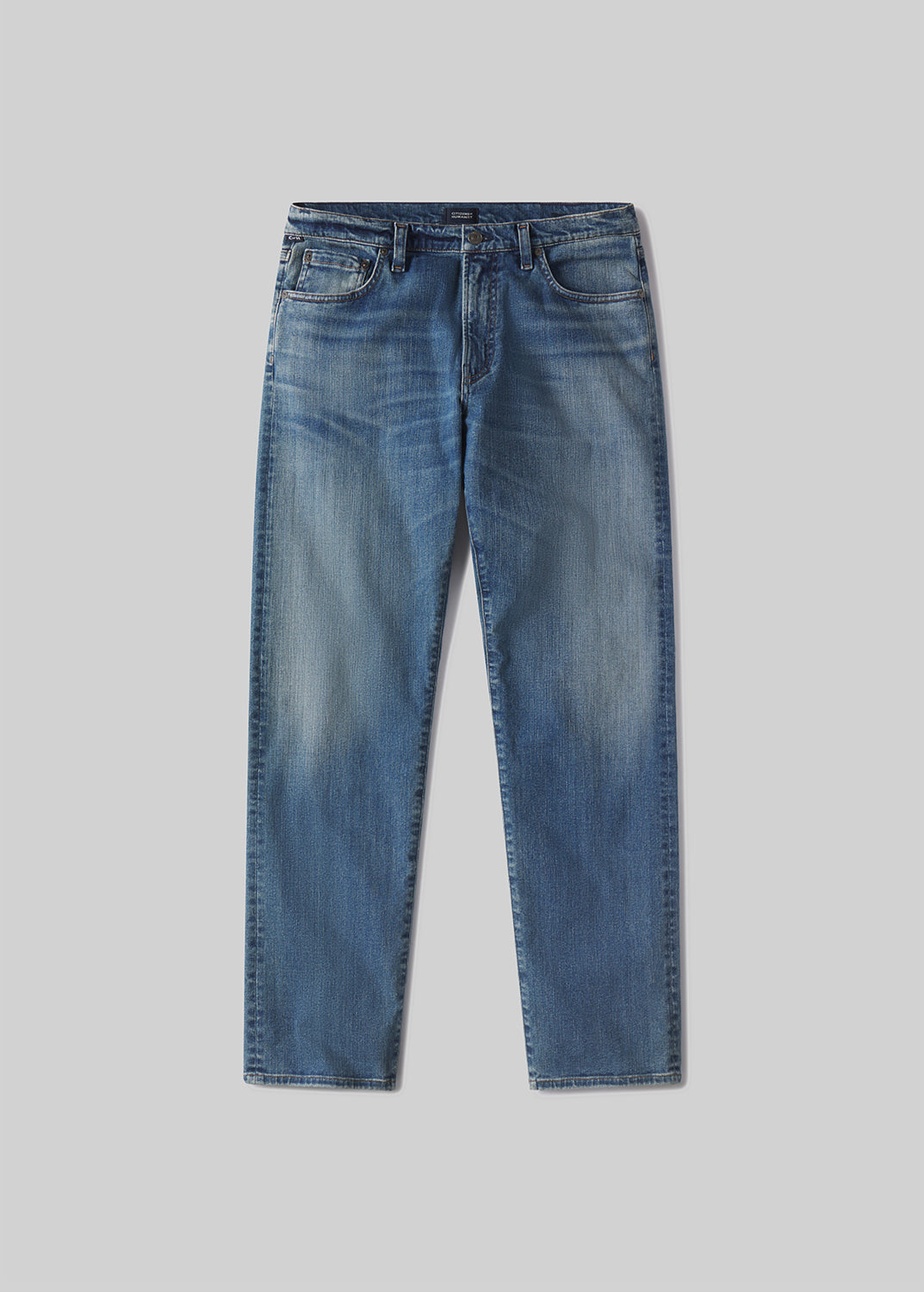 Elijah Relaxed Straight Stretch Selvedge in Thames flat