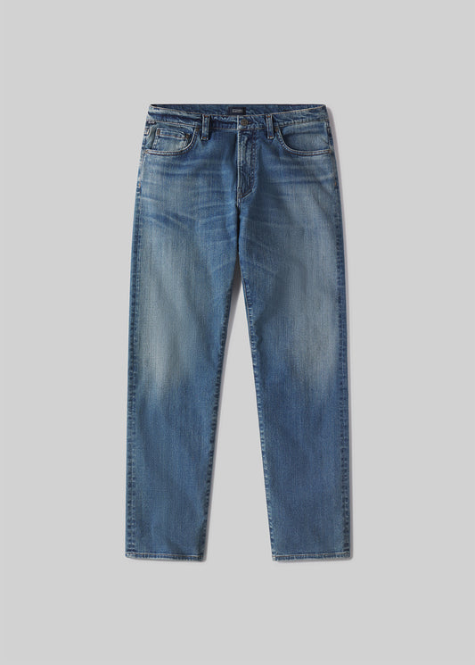 Elijah Relaxed Straight Stretch Selvedge in Thames flat