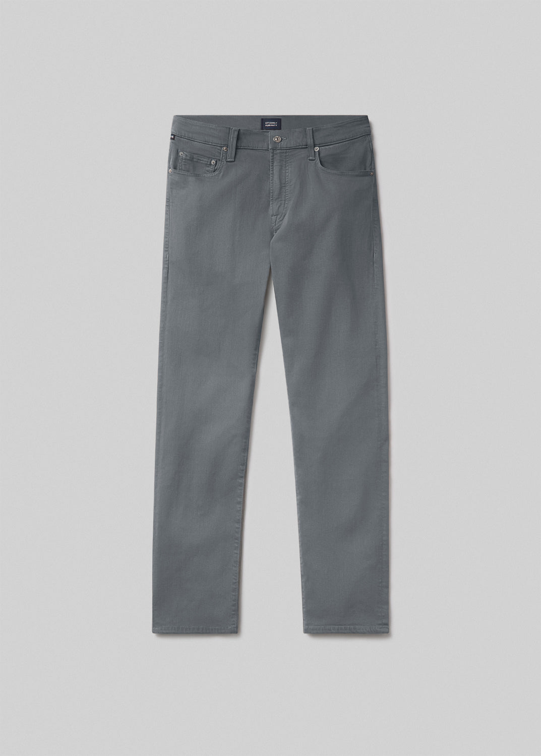 Grey straight-leg pants, front product view