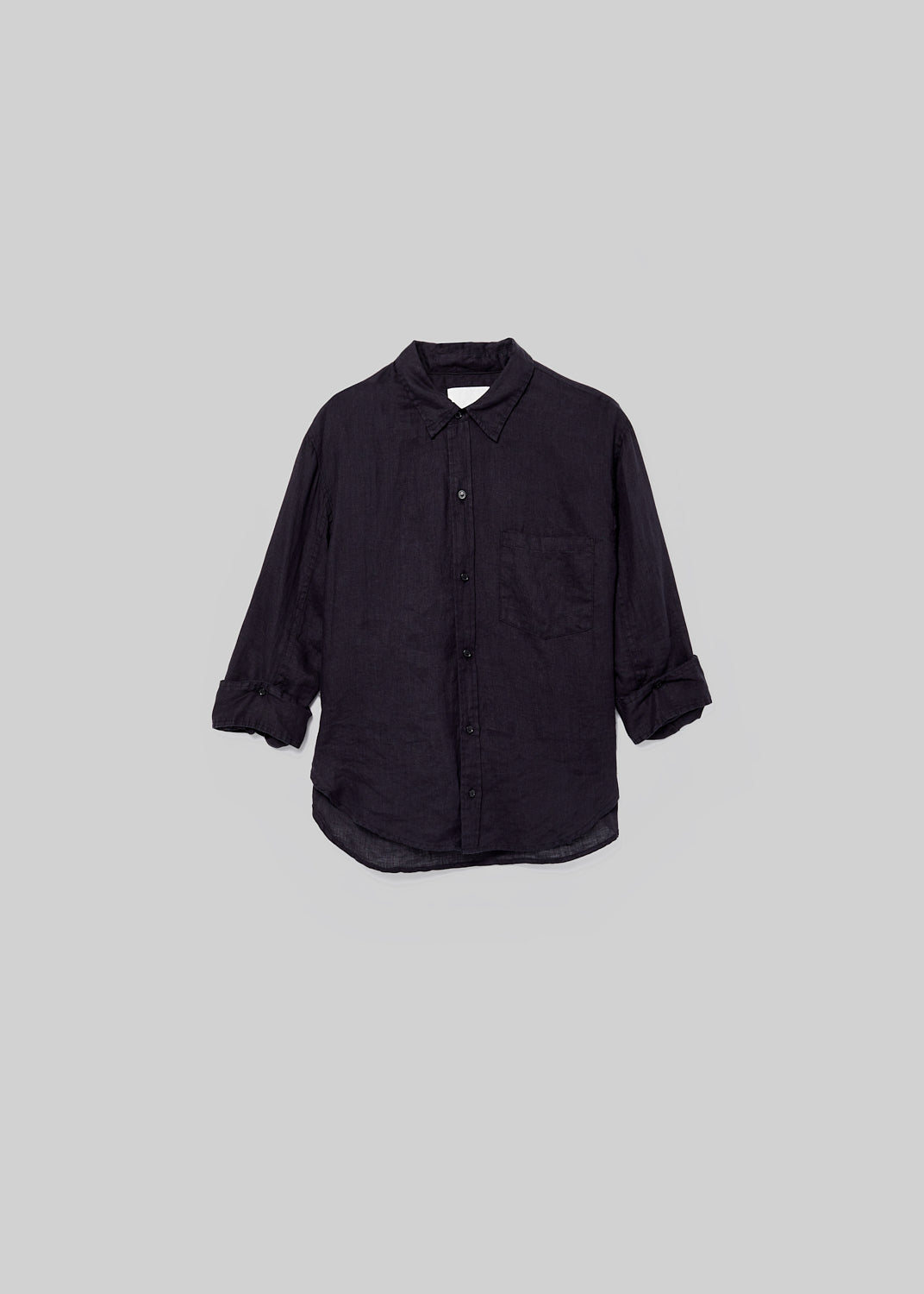 Kayla Shrunken Linen Shirt in Black