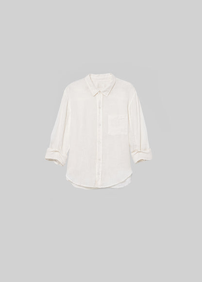 Kayla Shrunken Linen Shirt in Vanilla