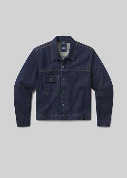 Box Denim Jacket in Crosshatch flat