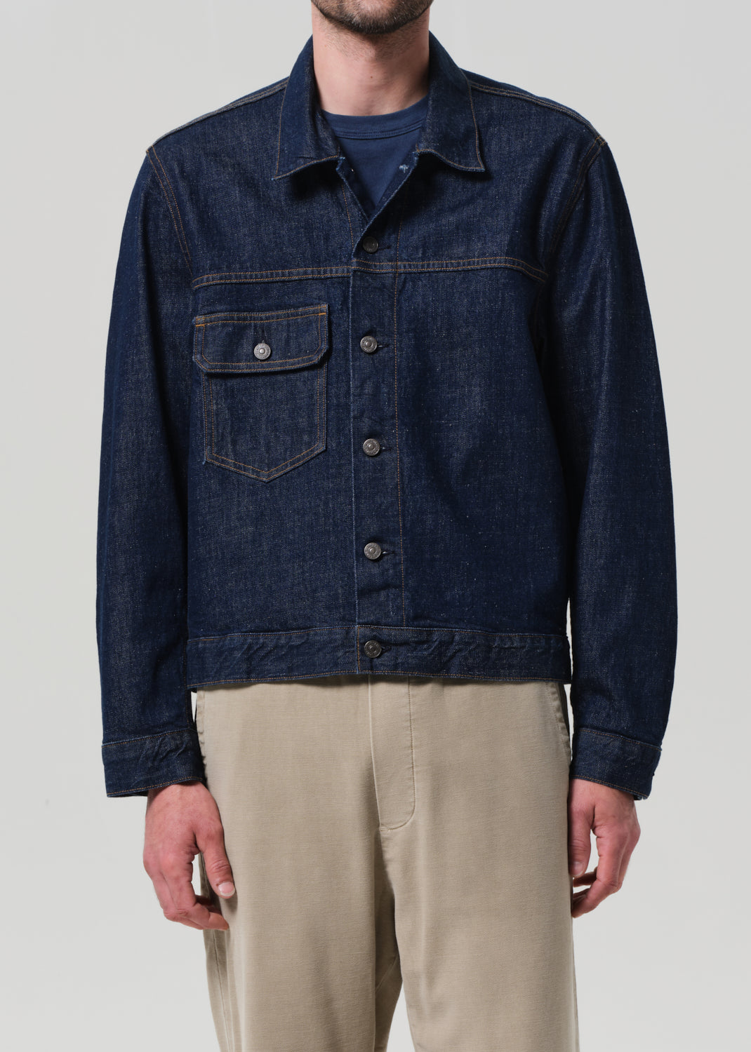 Box Denim Jacket in Crosshatch front