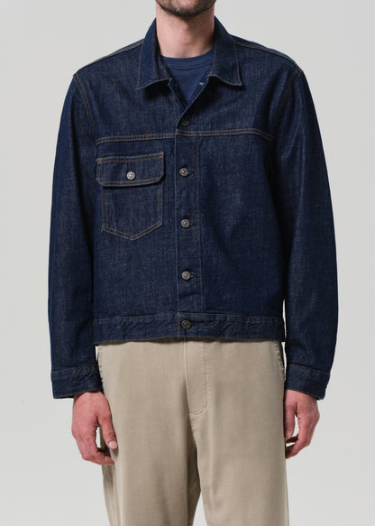 Box Denim Jacket in Crosshatch front