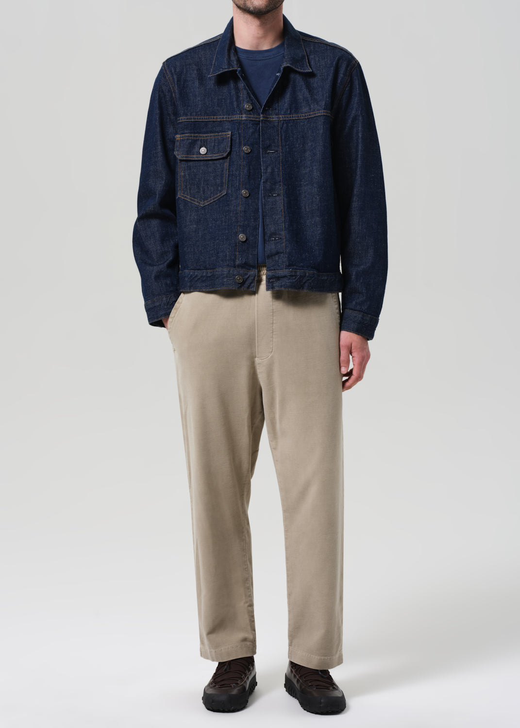 Box Denim Jacket in Crosshatch front