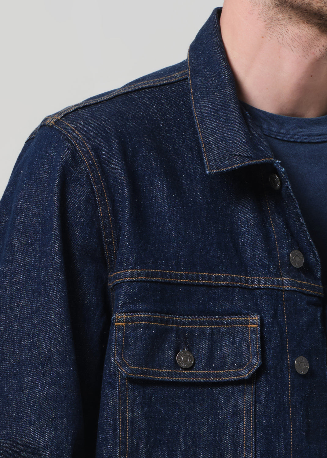 Box Denim Jacket in Crosshatch detail