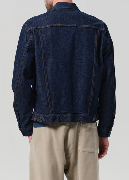 Box Denim Jacket in Crosshatch back