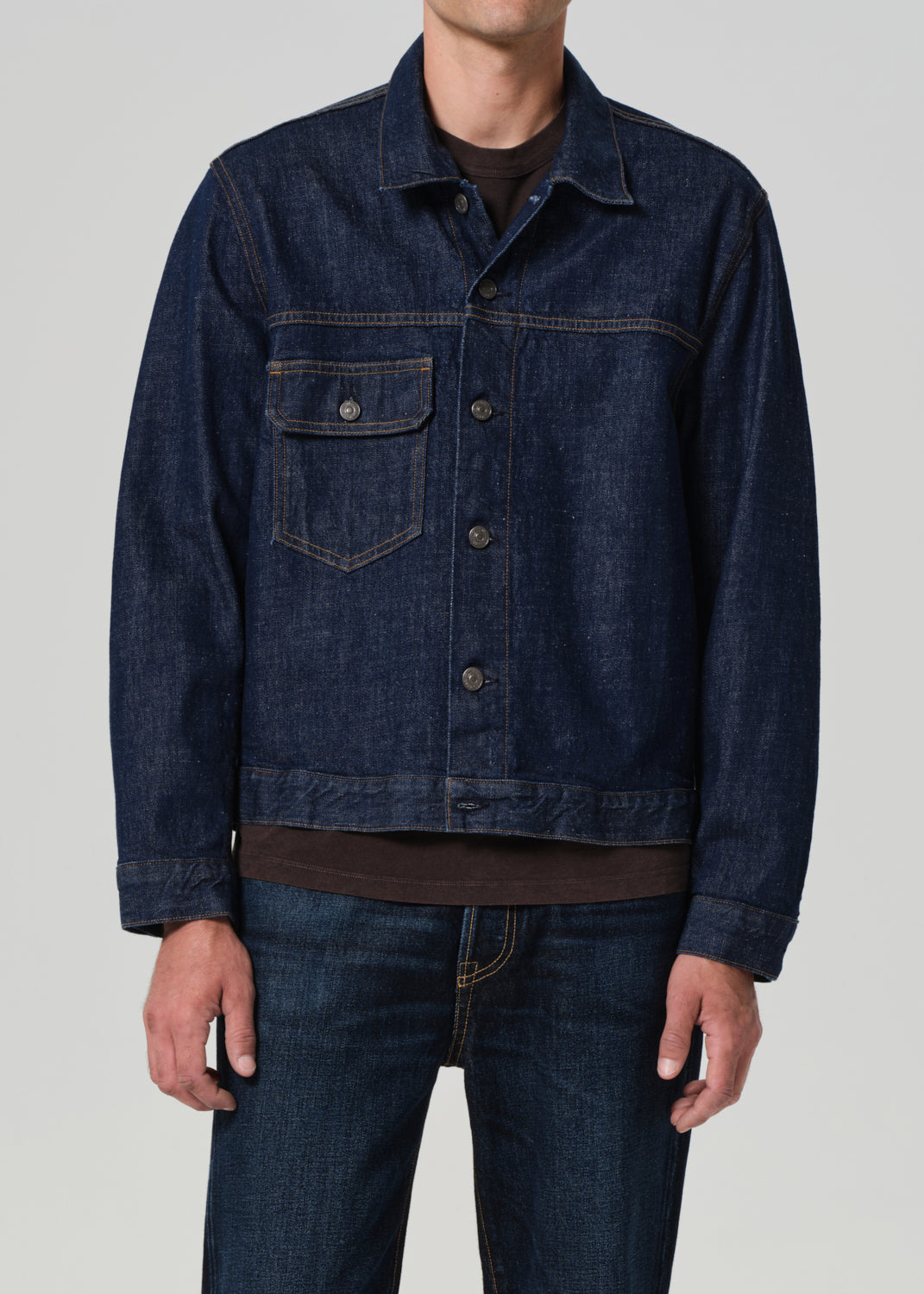 Box Denim Jacket in Crosshatch front