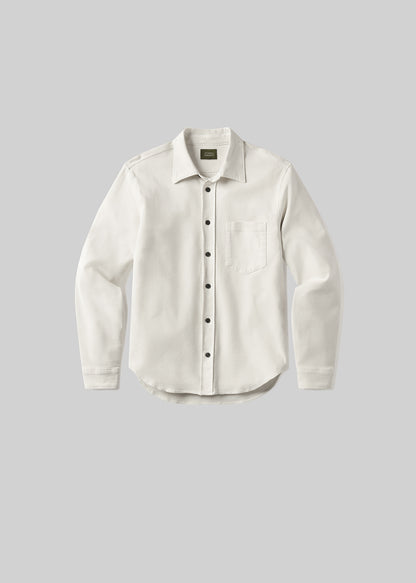 White long-sleeve button-up shirt, front product view