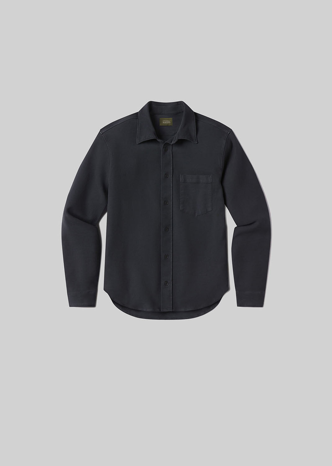 Luca Bucket Dye Shirt French Terry in Washed Black FLAT