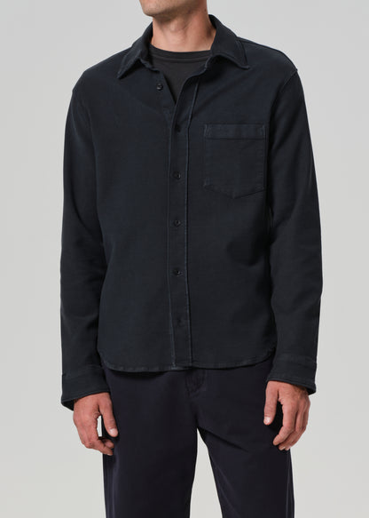 Luca Bucket Dye Shirt French Terry in Washed Black front