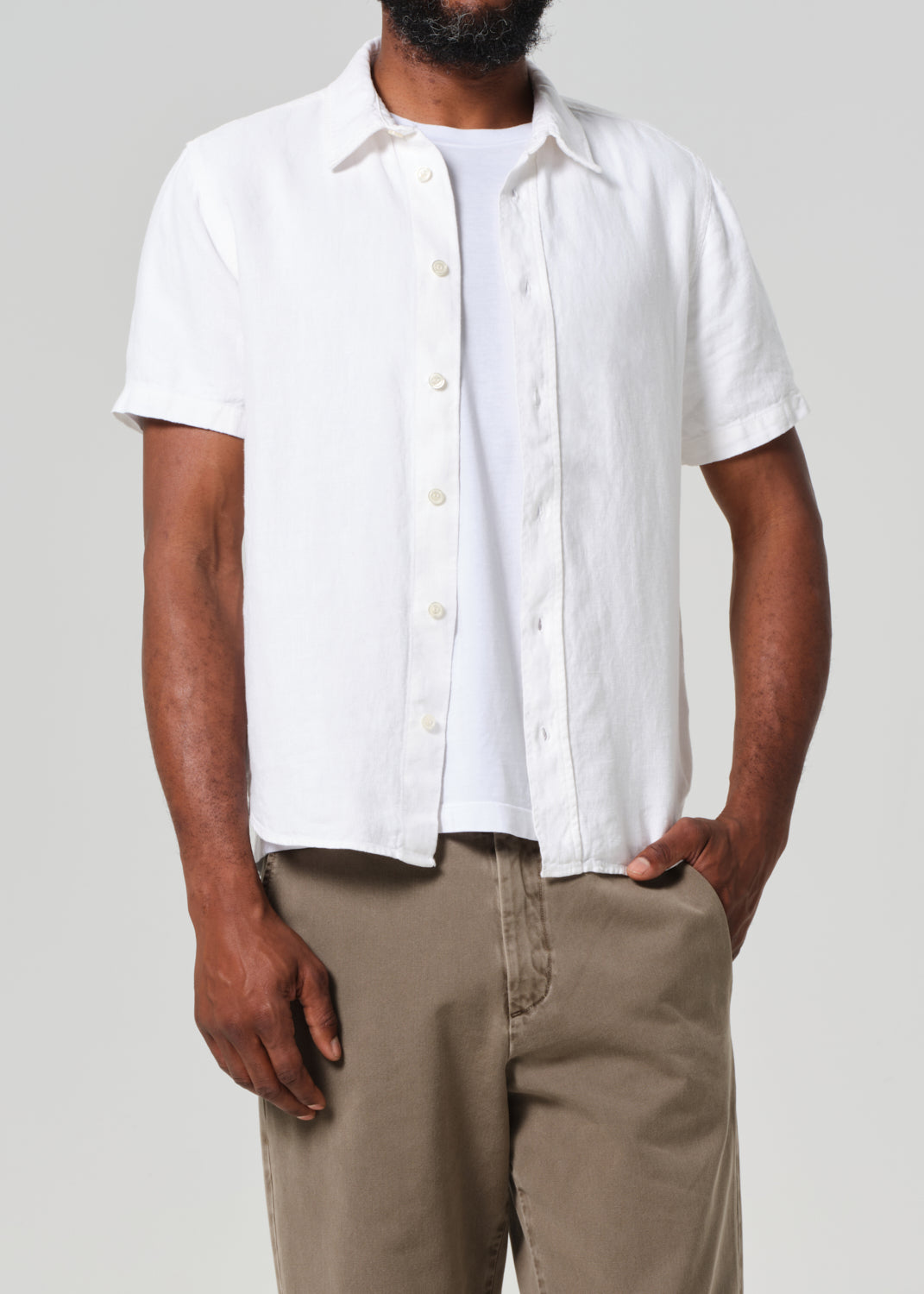 Cairo Short Sleeve Linen Shirt in White
