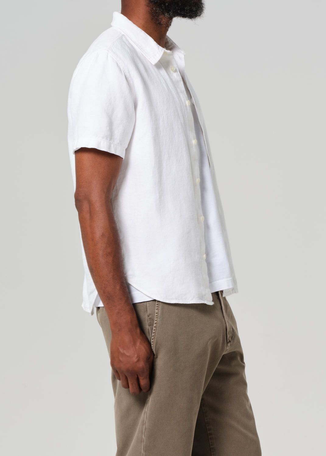 Cairo Short Sleeve Linen Shirt in White