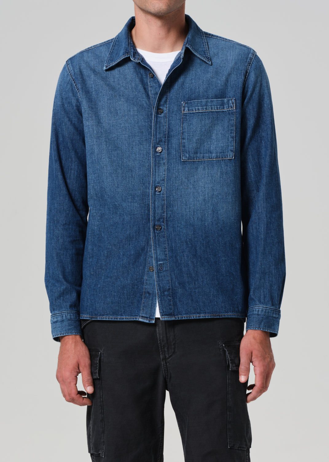 Rework Shirt Chambray in Nile front