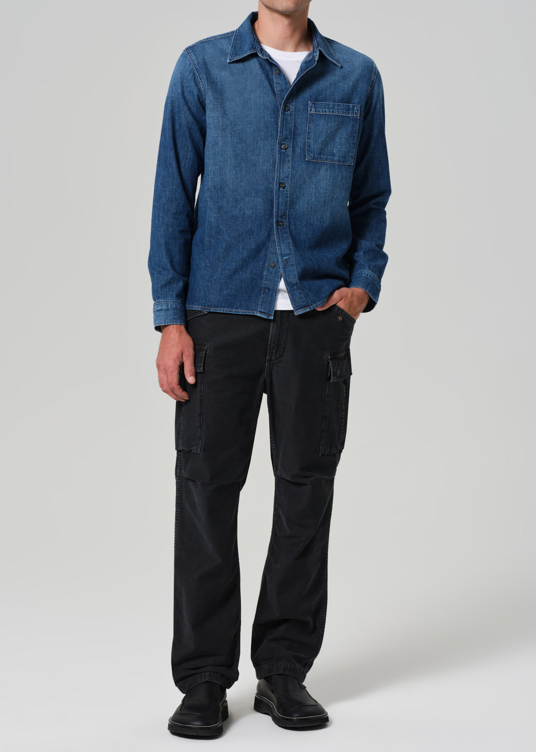 Rework Shirt Chambray in Nile front