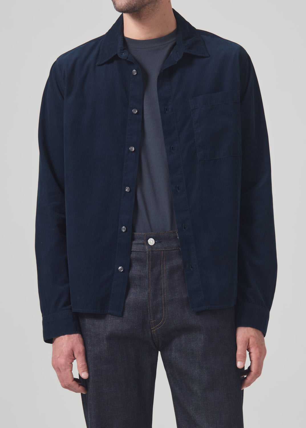 Rework Shirt Corduroy in Navy front