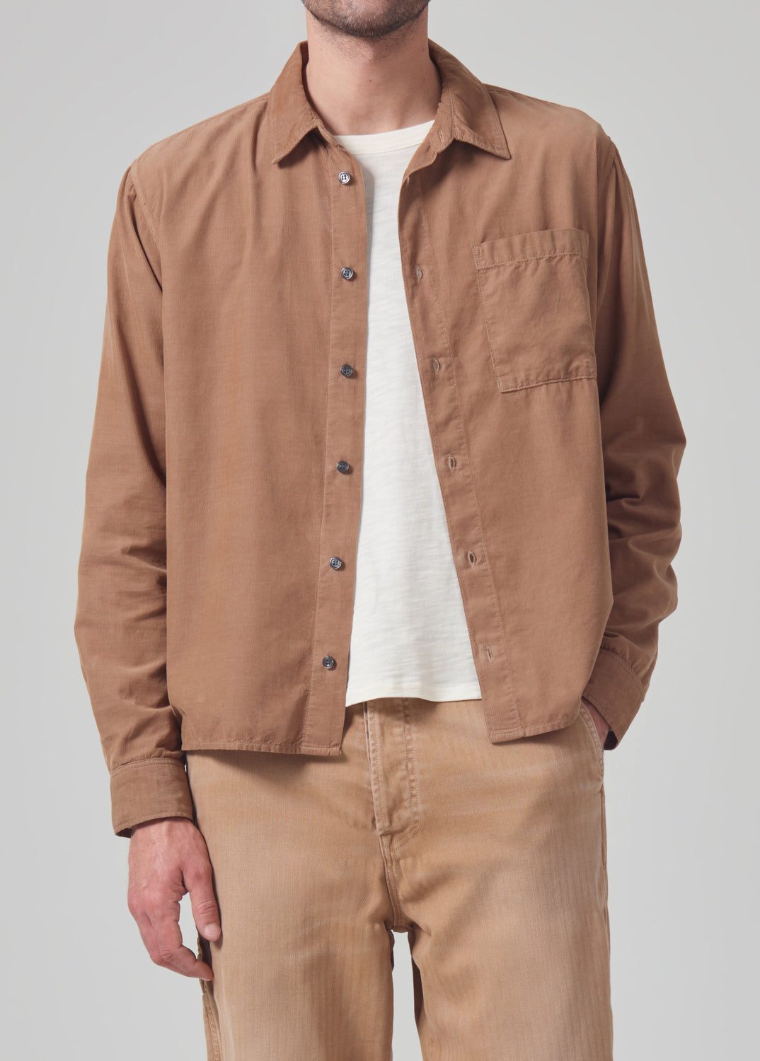 Rework Shirt Corduroy in Sahara front