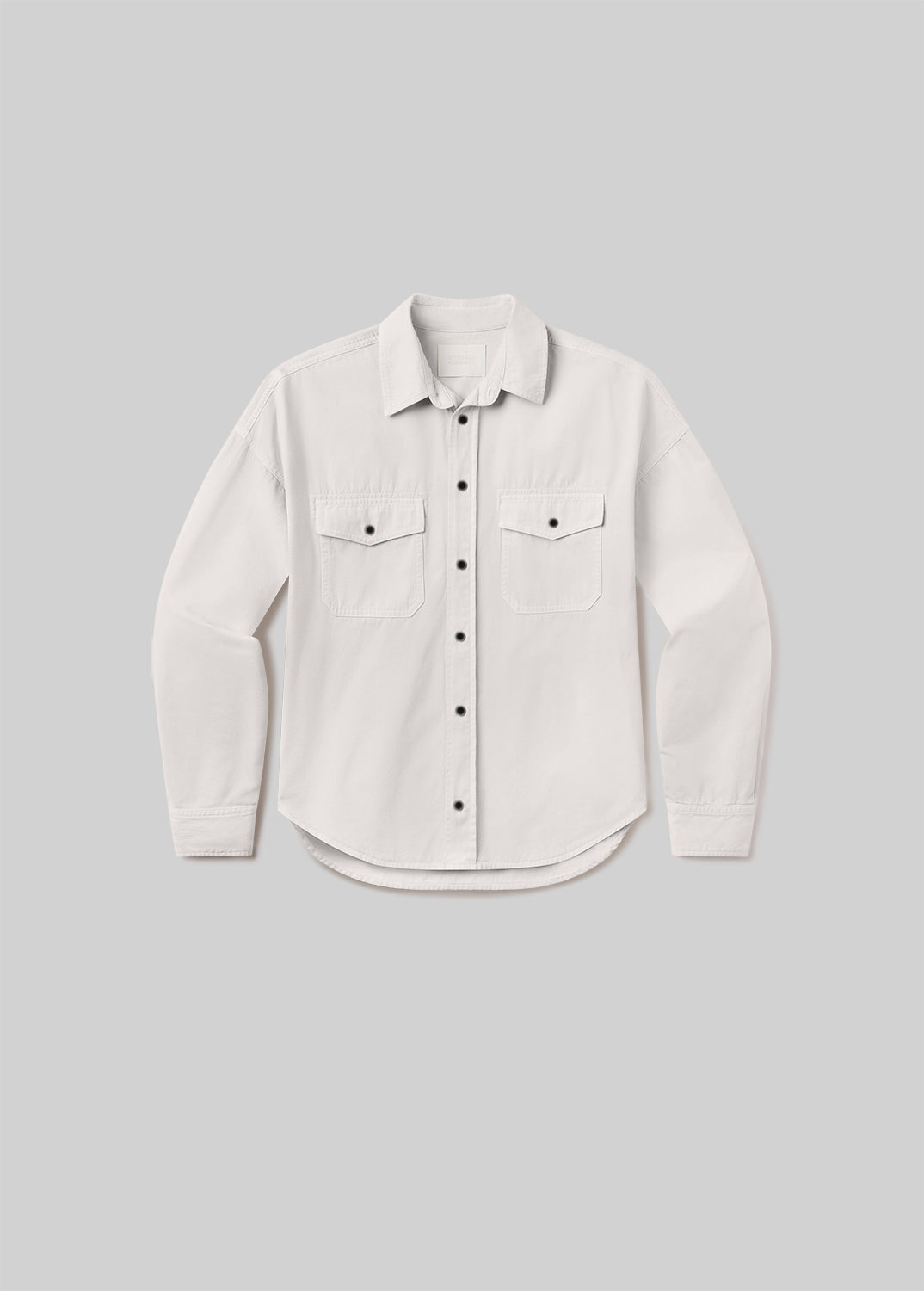 Light taupe utility shirt, front product view