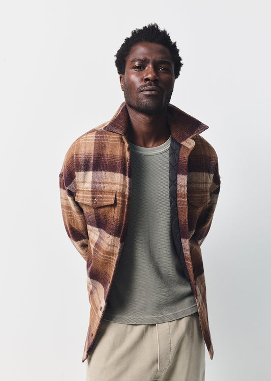 Shigoto Shirt Jacket in Tan Plaid