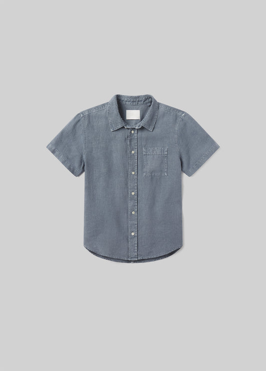 Short Sleeve Pocket Cairo Shirt in Stone Blue flat
