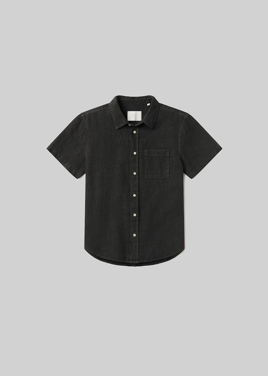 Short Sleeve Pocket Cairo Shirt in Washed Black flat