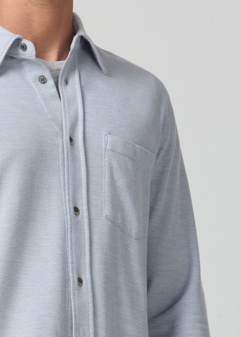 Channing Pique L/S Button Down in Chambray Blue detail