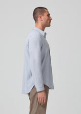 Channing Pique L/S Button Down in Chambray Blue side