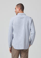 Channing Pique L/S Button Down in Chambray Blue back