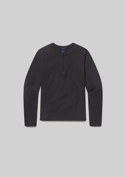 Classic Henley in Washed Black flat