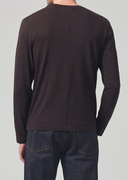 Classic Henley Sueded Jersey in Barrister