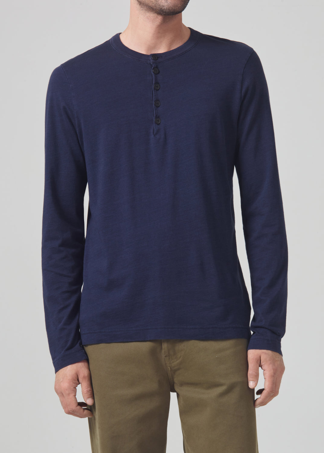 Classic Henley Sueded Jersey in Midnight front