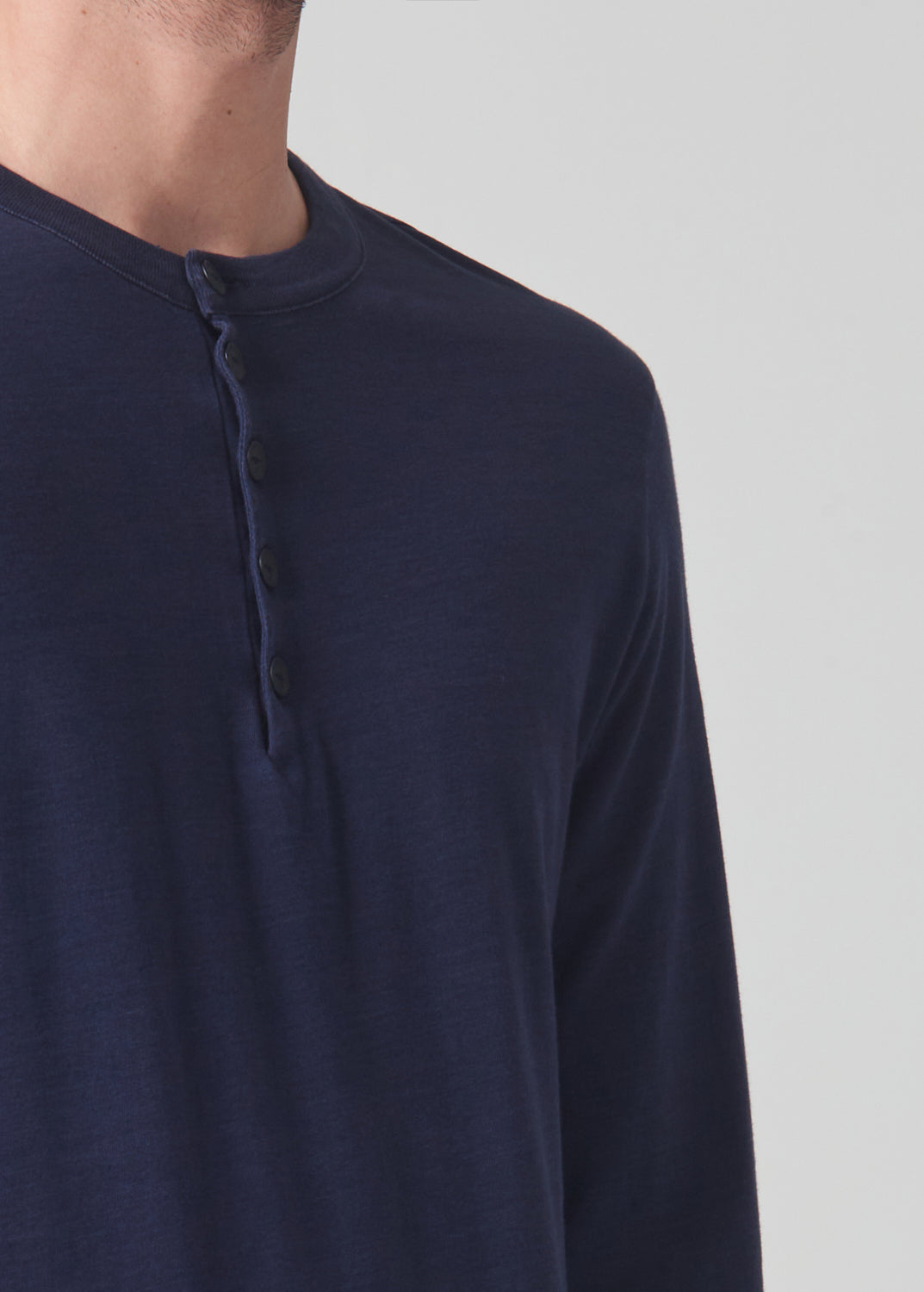 Classic Henley Sueded Jersey in Midnight detail