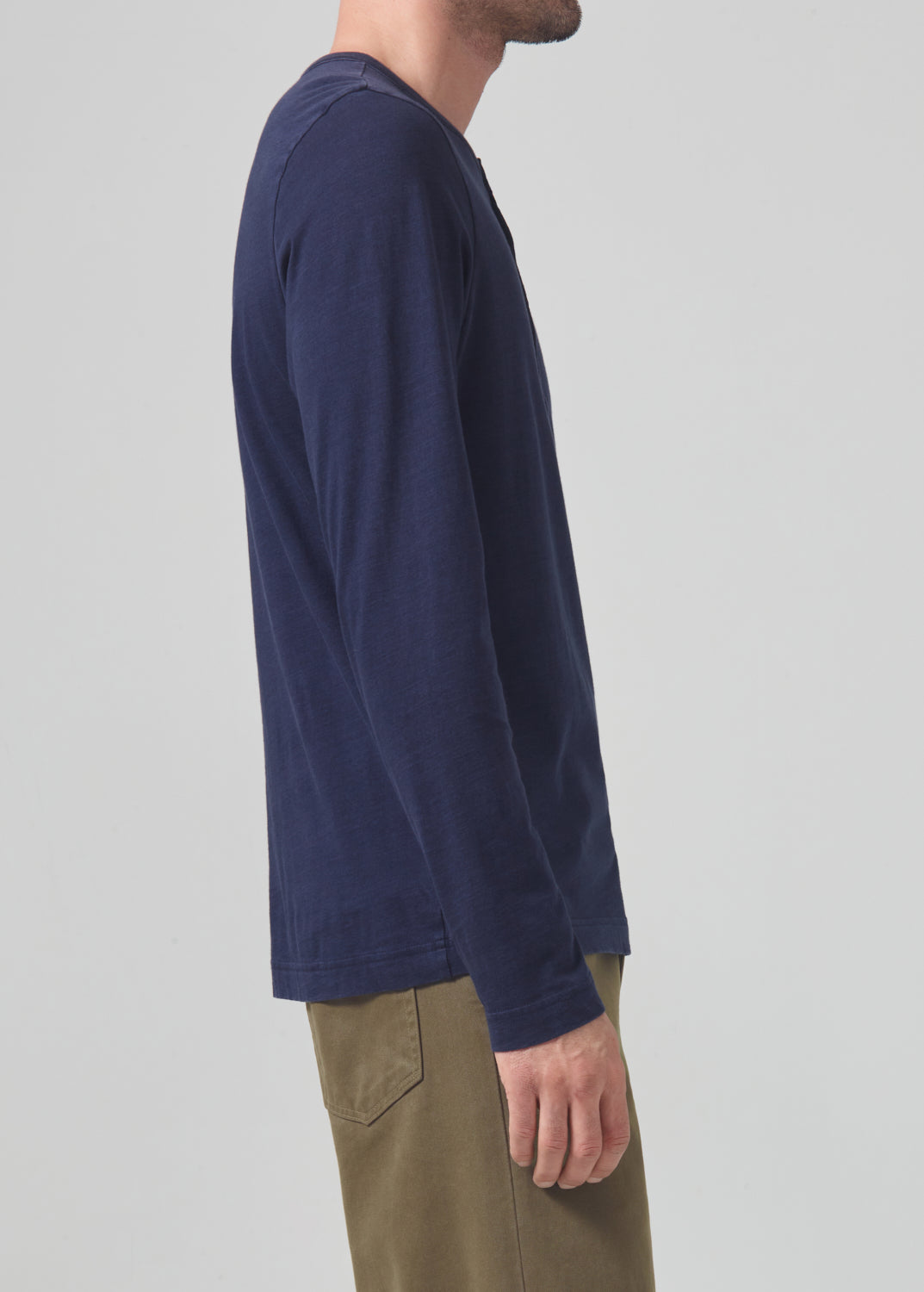 Classic Henley Sueded Jersey in Midnight side