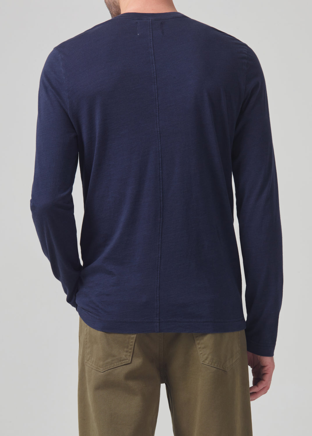 Classic Henley Sueded Jersey in Midnight back