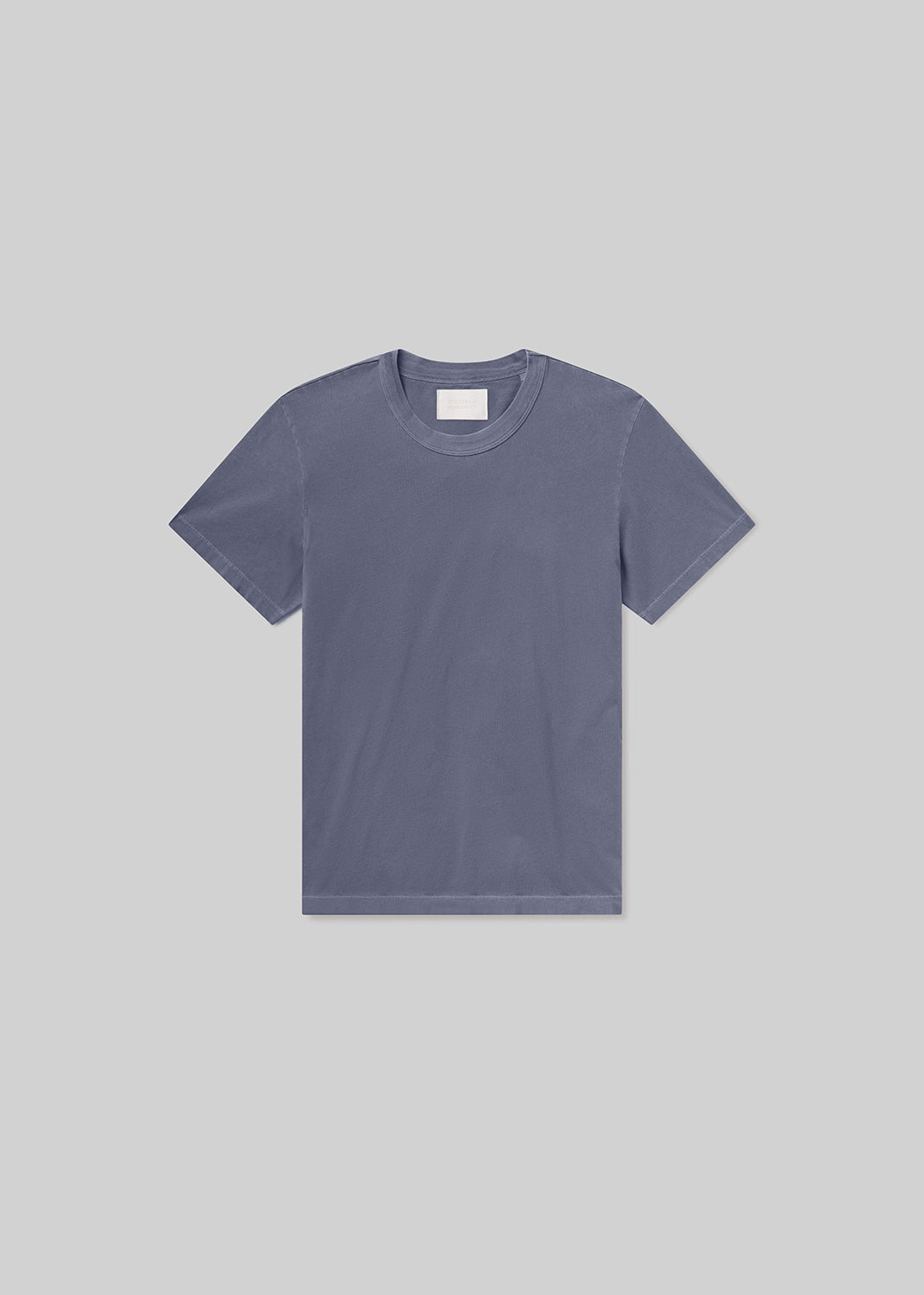 Grey teal short sleeve crewneck T-shirt, front product view