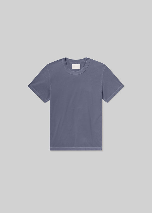 Grey teal short sleeve crewneck T-shirt, front product view