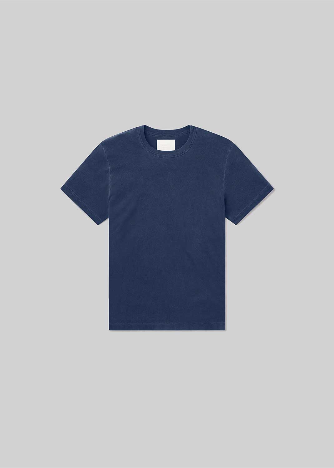 Indigo short sleeve crewneck T-shirt, front product view