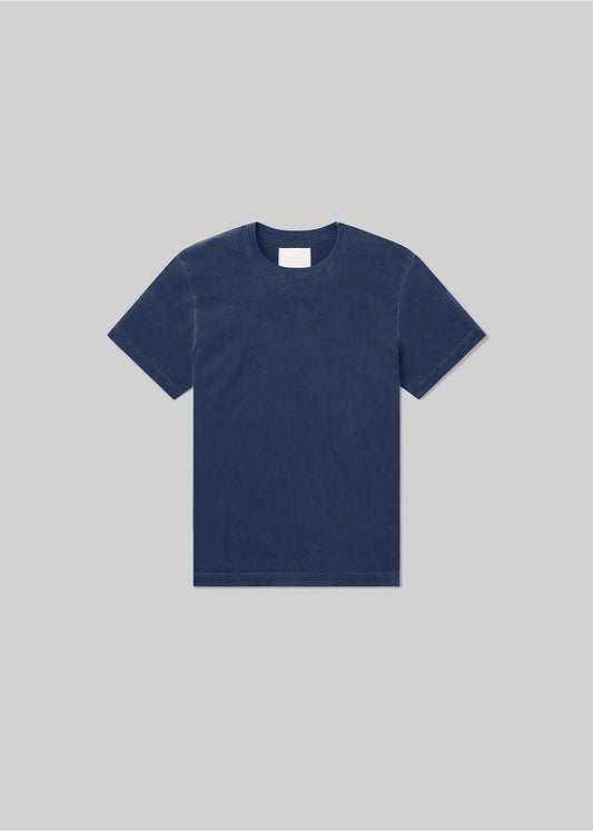 Indigo short sleeve crewneck T-shirt, front product view