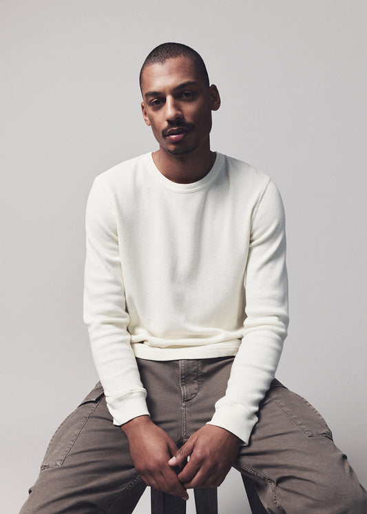 Waffle Crewneck in Canvas