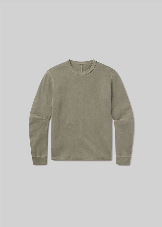 Waffle Crewneck in Fatigue flat