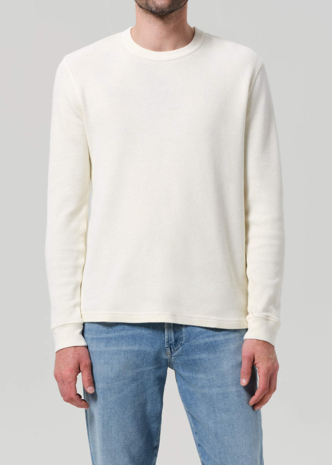 Waffle Crewneck in Canvas front